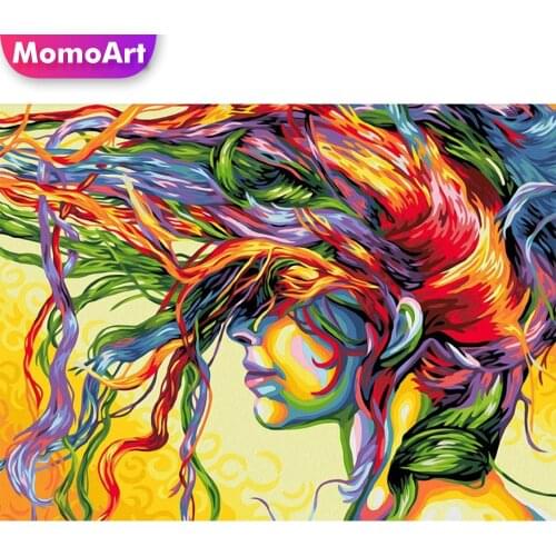 MomoArt Diamond Painting Colorful Face Full Square Round 5D Diamond Embroidery Portrait Cross Stitch Mosaic Woman Kits Wall Art