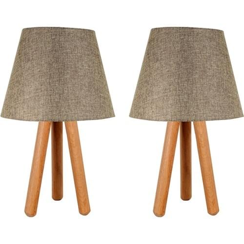 Bysay Fiesta Dual 3 to Legged Tripod Wood Lampshade Table Lamp Brown