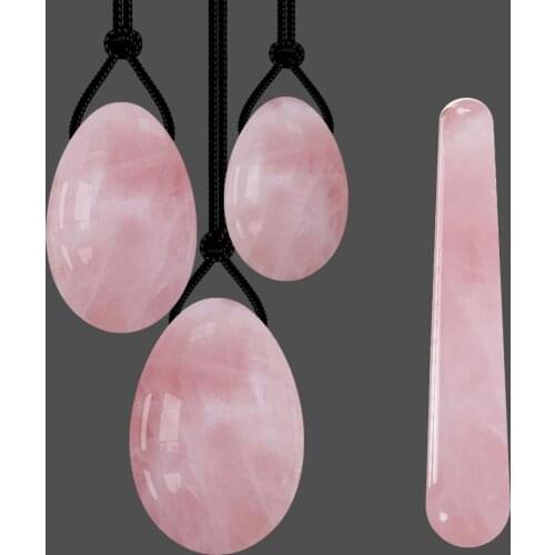 Natural Rose Quartz Yoni Egg Jade Eggs Women Kegel Exerciser Vaginal Muscles Tightening Ball Jade Massager Crystal Kegel Eggs