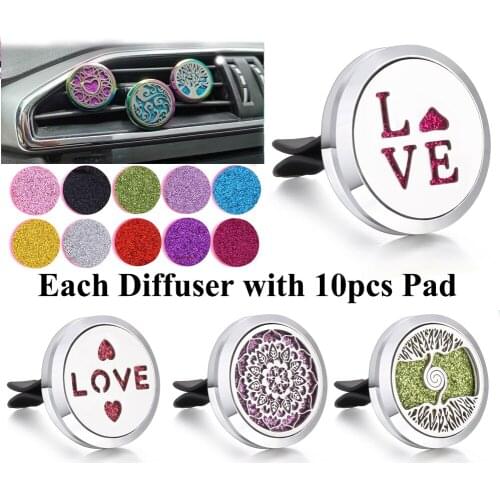 New Aromatherapy Pendant Necklace Jewelry Essential Oil Diffuser Car Clip Air Freshener Stainless Steel Perfume Aroma Lockets