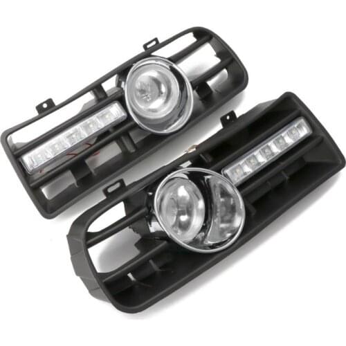 One Pair Front Lower Side Bumper Grille With LED Fog Light & DRL Light H8WE