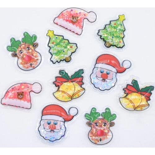 Wholesale 100Pcs Printed Christmas Filling Shake Sequins Applique for DIY Headwear Hair Clips Band Bow Decor Accessories N00