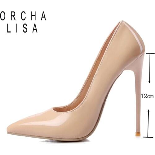 ORCHA LISA 12cm Shallow Thin High Heels Dress Party Office Ladys Pumps Pointed Toe Summer Women Shoes Stilettos Mujer SIze15