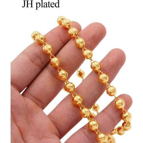 Necklace 60cm for women/men 24K gold colour jewellery round ball chain girls Neck chains choker jewelry necklaces new year gifts