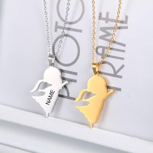 Boy Girl Name Necklace Personalized Custom Child Kid Love Rose Gold Color Stainless Steel Gift For Woman Son Daughter Jewelry
