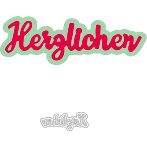 German Words "herzlichen"Metal Cutting Dies Stencil Template for DIY Embossing Paper Album Cards Making New Arrival 2020