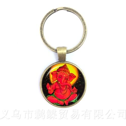 Drop Shipping Ganesha Statue Hindu Ganapati Vinayaka God Keychains,Vintage Lord Ganesha Indian Buddhism Jewelry for Women Men