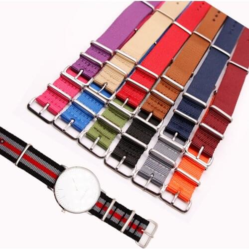 Wristband for NATO Watch Band 18mm 20mm 22mm 24mm Replacement Strap with Stainless Steel Buckle 41 Colors Optional