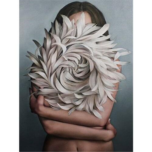 Girl Flower Printed Canvas 11CT Cross Stitch Embroidery Patterns DMC Threads Painting Sewing Handmade Handicraft For Magic