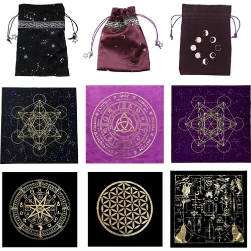 Altar Tarots Cloth Pentacle Tarots Game Tablecloth Board Game Playing Card Mat Velvet Tarots Storage Bag
