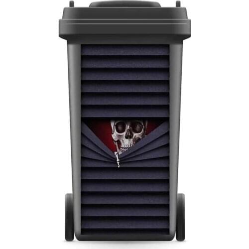 DIY Rubbish Bin Sticker Abstract Skull Check Outside Halloween Wall Mural Wall Print Decal Garden Removable Kitchen Accessories