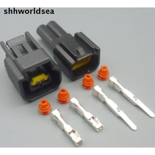 Shhworldsea 5/30/100set 2.3mm 2pin female male ignition coil plug for ford high voltage auto wire connector FW-C-2F-B FW-C-2M-B
