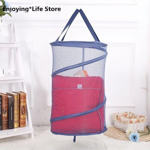 Foldable Pop-up Mesh Laundry Basket with Pull Lid Space-saving Sorter Rope Basket Handle Suitable for University Dormitory