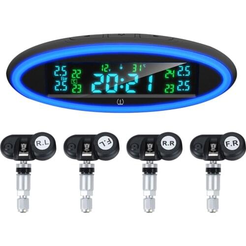 TPMS Car Tire Pressure Alarm Monitor with Atmosphere Alert lamp LCD Real-time Display Pressure & Temperature Alerts