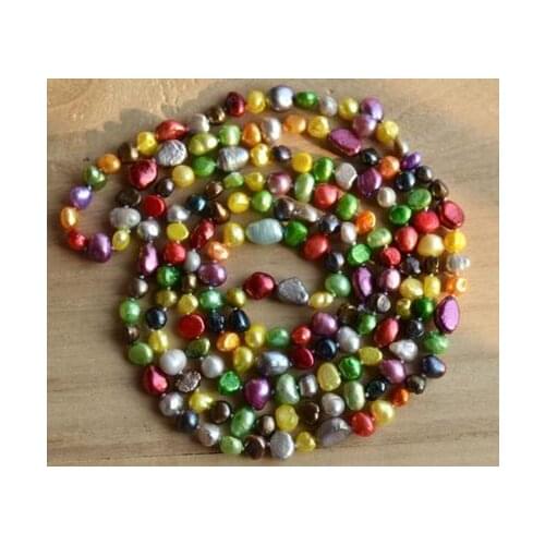 Unique Pearls jewellery Store Long Pearl Necklace 120cm 6-9mm Multicolor Real Freshwater Pearl Necklace Women Gift Fine Jewelry