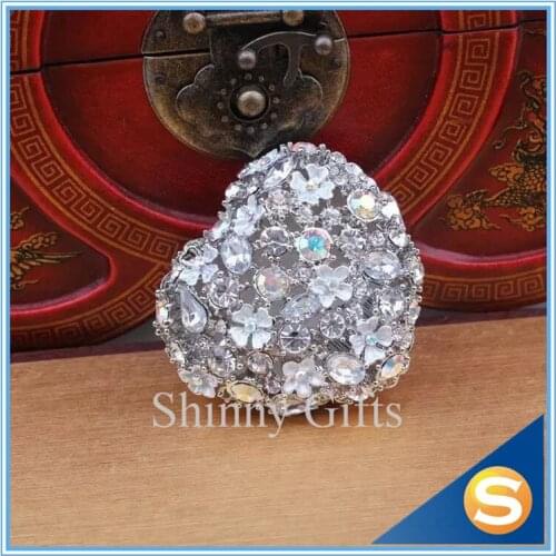 Vintage Style Sparkling Heart Shape Rhinestone Trinket Jewelry Box
