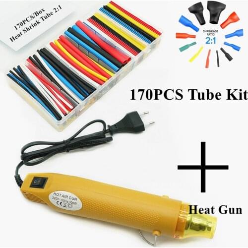 Golden 220/110V MINI Heat Gun Polyolefin Heat Shrink Tube Assorted Insulation Shrinkable Tube 2:1 Wire Cable Sleeve Assortment