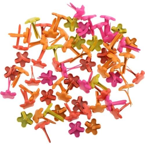 100pcs 7.5mm Flower Shape Metal Brads Paper Fasteners for Scrapbooking Craft
