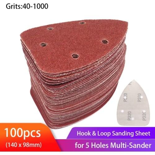 100pcs Self-adhesive Sandpaper Triangle Sander Sand Paper Hook Loop Sanding Sheet Abrasive Discs For Polishing Grit 40-1000