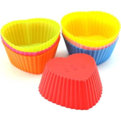 12pcs Silicone Heart Shape Mold Muffin Capcake Cup Mold DIY Baking Cup Muffin Boxes Case Decorating Tools Cake Tools For Kitchen