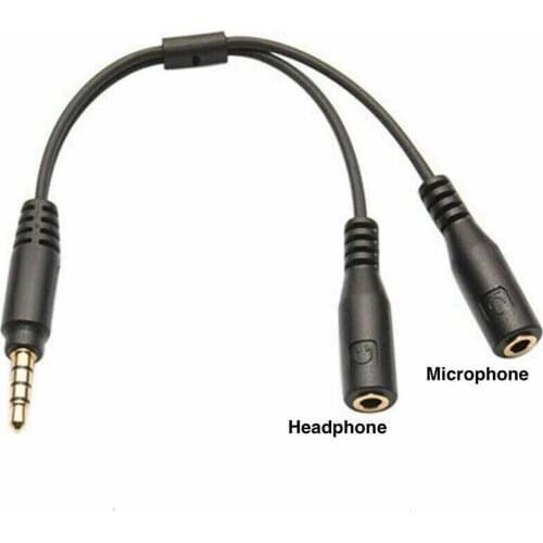 3.5mm Stereo Audio Male To 2 Female Headphone Mic Y Splitter Cable Cord Adapter