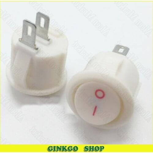 30pcs/lot Round Rocker Switch 2Foot Small Button Power Switch White Red Dot Diameter 16.5mm