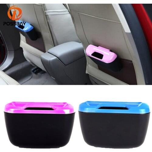 POSSBAY Car Trash Can Garbage Dust Case Holder Mini Rubbish Box Portable Auto Accessories Car Organizer Waste Bin Universal