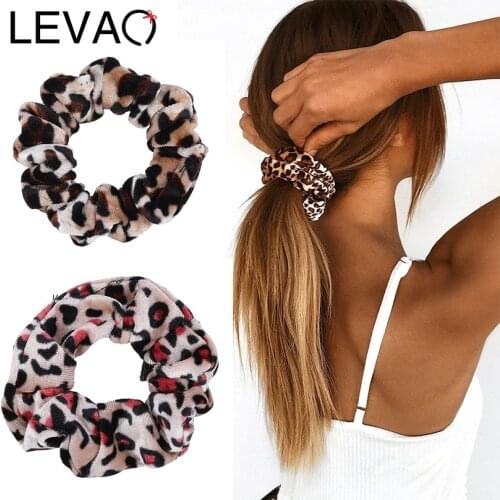 LEVAO Leopard Velvet Scrunchies Hair Tie Girl Elastic Hair Bands Black White Hair accessories Gum Hair Ponytail Rubber Band Hold