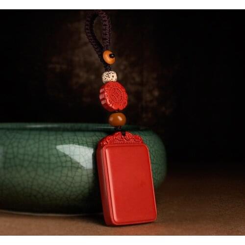 Red Cinnabar Hand Weave Pendant Key Chain Women Men Creative Car Bag Hanging Ornaments 2021 Lucky Safety Button Keychain