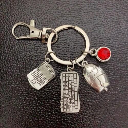 New Charm Twelve Color Acrylic Stone Love Mouse Pendant Keychain Mini Cute Keyboard Laptop Keychain Couple Holiday GiftJewellery