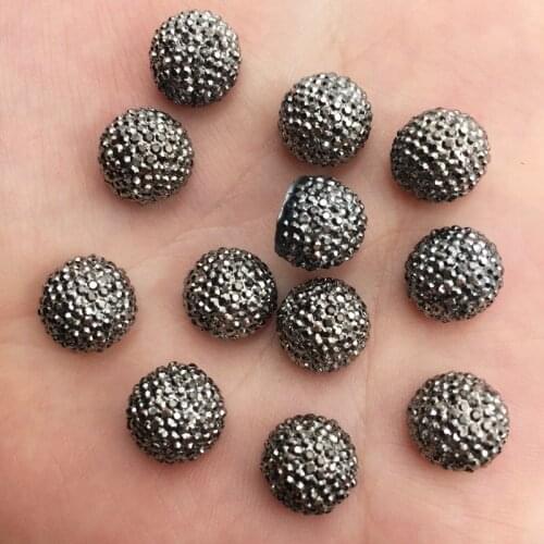 60pcs 10mm Resin 3D Half Ball Beads Flatback Rhinestone Applique Scrapbook DIY Buttons Ornaments Cfaft Buttons F804*3