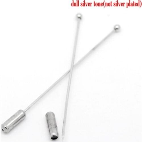 DoreenBeads Retail 20PCs Silver color Brooch Back Enamel Pin Findings 6.6x0.4cm(2-5/8"x1/8")