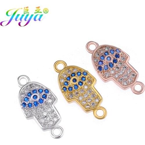 Juya Handmade Hamsa Hand Of Fatima Evil Eye Charms Connector Accessories For Women Men Turkish Bracelets Necklace Making