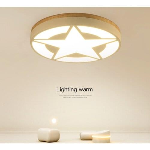 Ceiling Lights round star Shape LED Ceiling Light For Bedroom Kids Luminaire creative Wooden Kitchen Lighting Fixture AC85-265V
