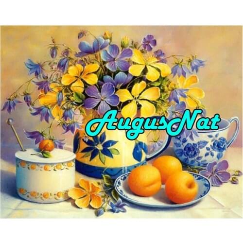 Kitchen diamond painting flower daimont embroidery full cups diamant rhinestone picture oil painting by number canvas paint big