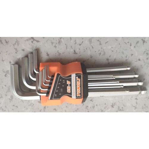 9pcs 1.5mm -10mm Hexagon Allen Key Wrench Tools set, ball End Spanner set, CRV steel, hex spanner set