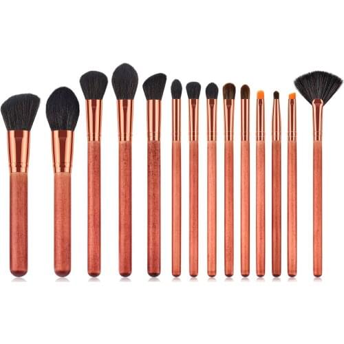 14pcs Natural Wood Makeup Brushes Set Synthetic Kabuki Brush Cosmetics Foundation Blending Blush Eyeliner Face Powder Creams