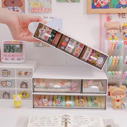 Dormitory Desktop Storage Box Drawer Type Cosmetic Stationery Lipstick Finishing Office Desk Shelf