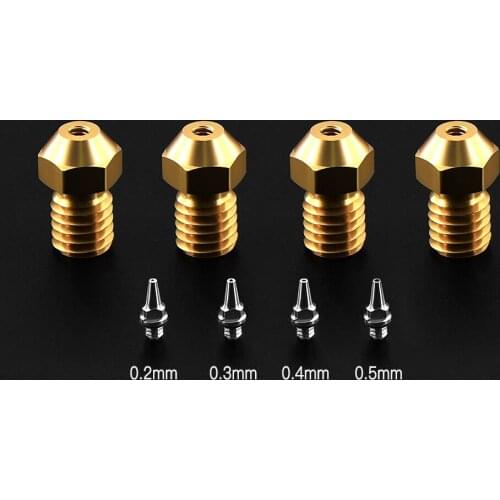 New arrivals E3D V5 V6 Brass Nozzle M6 threaded 0.2/0.3/0.4/0.5mm Removable Stainless Steel Tips for 1.75mm Filamnet 3D Printer