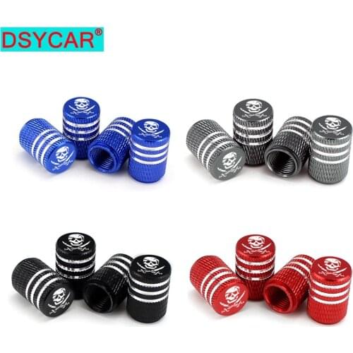DSYCAR 4Pcs/Set Knurling Style Tire Valve Stem Caps Aluminum Alloy Tire Tyre Valve Stem Dust Cap Cover for Bike Motorcycle Truck