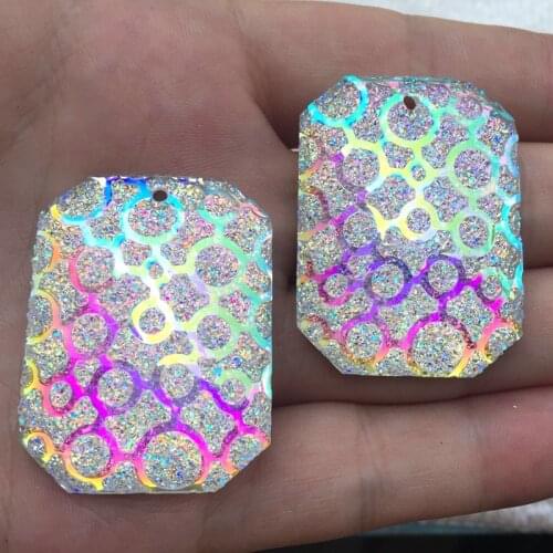 4pcs 30*40mm Flat Back Crystal Resin Rhinestones Strass Crystal Stones Rectangular Gems For Clothes Crafts Jewelry pendants