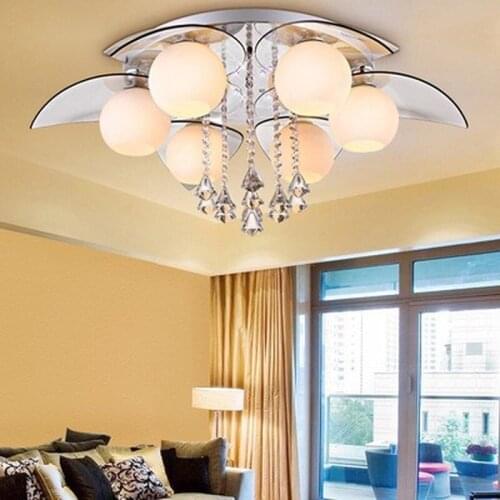 Led e27 Nordic Iron Crystal Glass LED Lamp.LED Light.Ceiling Lights.LED Ceiling Light.Ceiling Lamp For Foyer Bedroom Hall