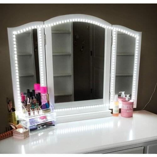 Led Vanity Mirror Lights Kit 13ft/4M LED Strip Lights Make-up Vanity Mirror Light with Dimmer Power Supply Mirror not Included