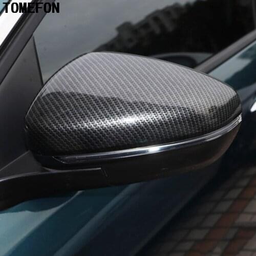 TOMEFON ABS Carbon Fiber Side Door Rear View Rearview Mirror Case Cap Cover 2pcs Accessories For Peugeot 3008 GT 2017 2018