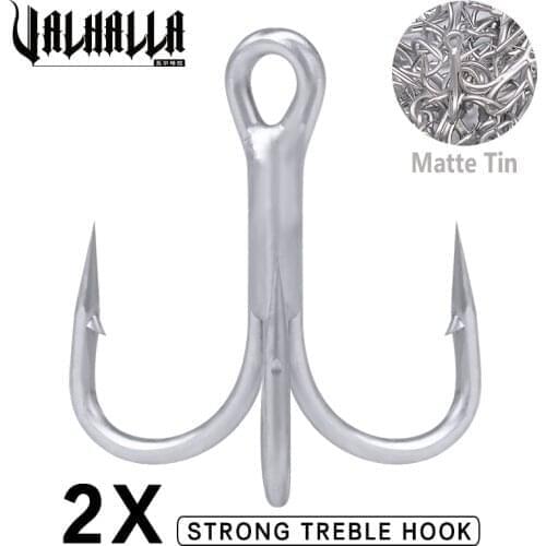 VALHALLA 100pcs/lot Fishing Hooks 2X High Steel Carbon Treble Fishing Hook 2/0#-1/0#-1#-2#-4#-6#-8# Round Folded Saltwater Hook