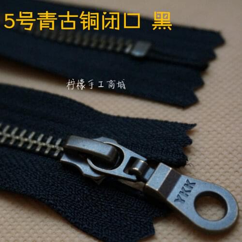 YKK5 # metal green copper closed zipper 15-50cm black garment cardigan pocket bag shoes