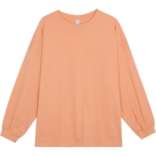 Cotton T-shirt Womens Irregular Split Open Back Bandage Long Sleeve Top Autumn 2020 Korean Loose Top European American Fashion