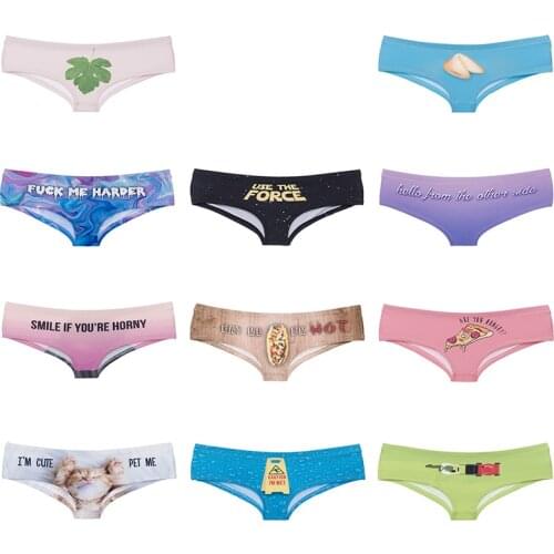 Funny Cartoon Sexual Pattern Lady Briefs Pizza Cookie Hot Taco Lawn Mower Printing Women Panties Sexy Words Female Underwear