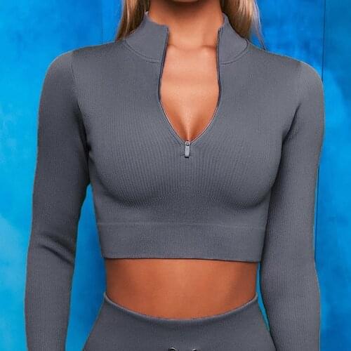 Woman Sports Top Yoga Top Long Sleeve Workout Tops For Women Zipper Sports Shirts Sportswear For Women Fitness Shirt Gym Wear