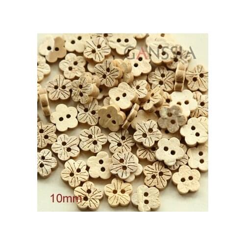 50pcs/lot Size:10mm Flower Shape Natural Coconut Buttons Accssories Sewing Button (ss-1224)